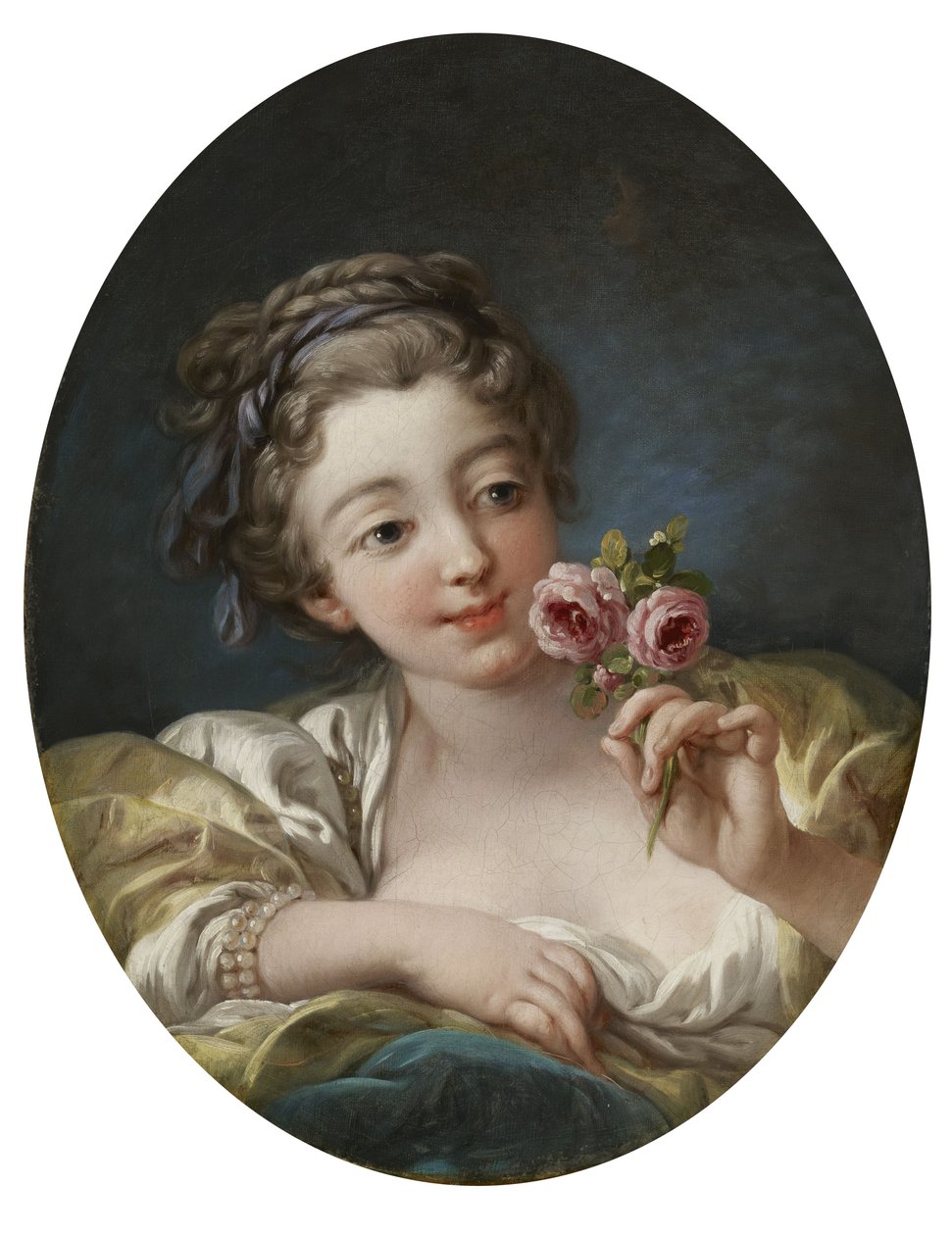 Tyttö ruusujen kanssa tekijältä François Boucher