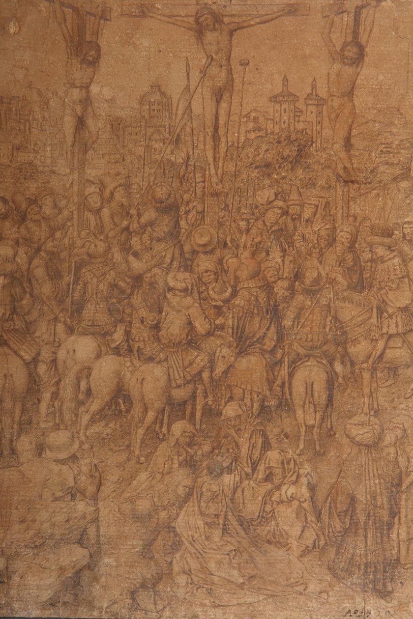 Kristuksen ristiinnaulitseminen tekijältä Workshop of Jan van Eyck