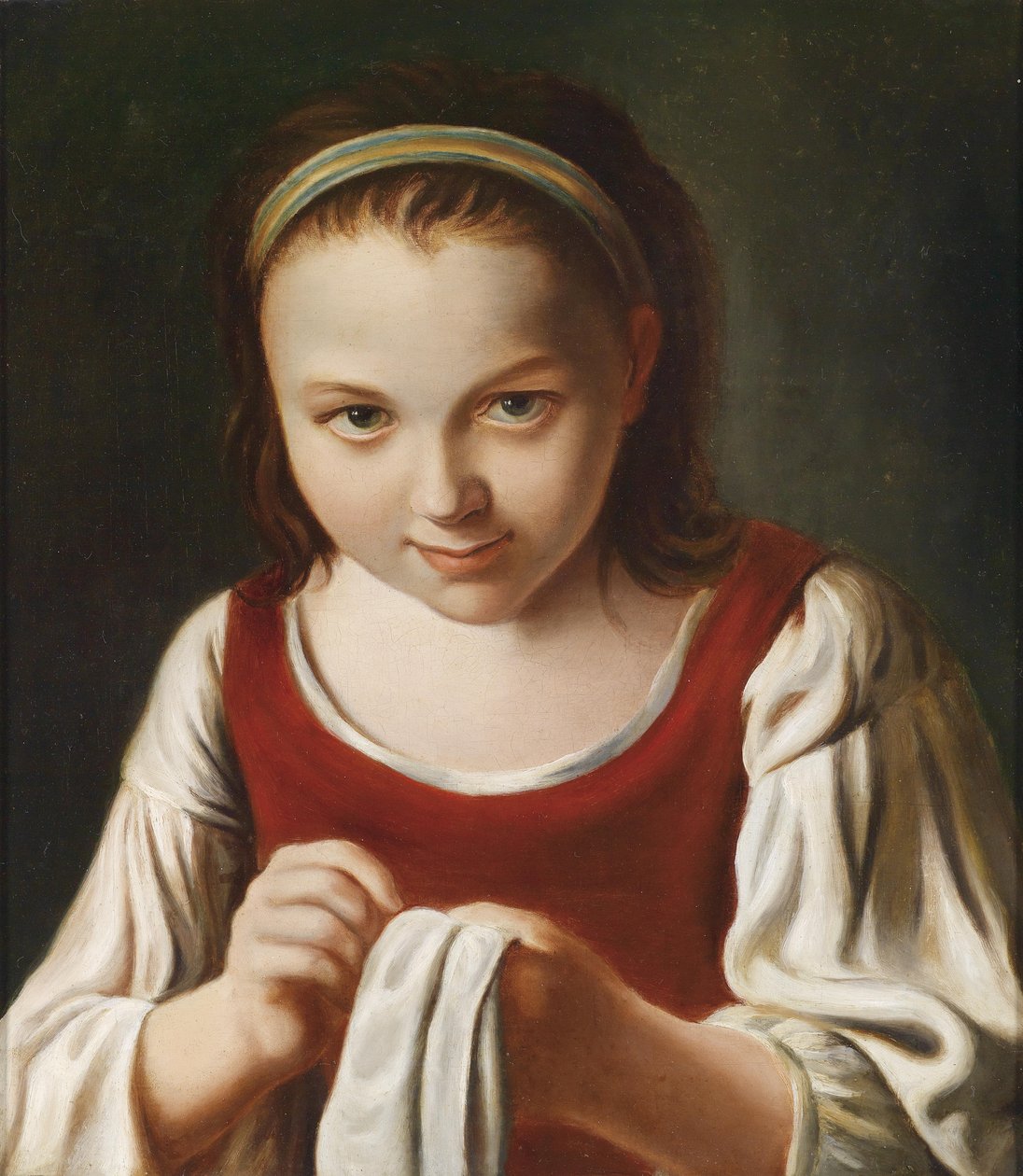 Ein nähendes Mädchen tekijältä Pietro Antonio Rotari