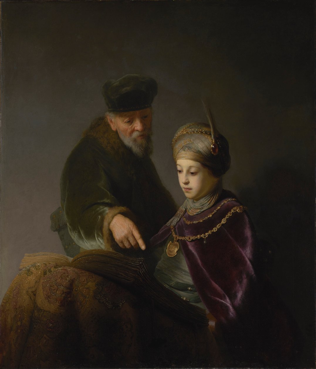 Nuori tutkija ja hänen opettajansa tekijältä Workshop of Rembrandt