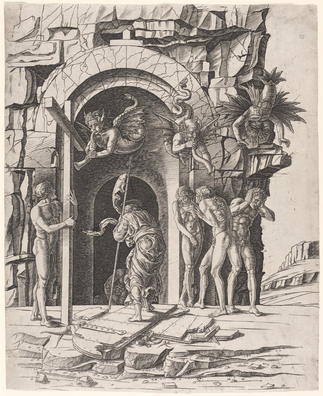 Laskeutuminen Limboon tekijältä Workshop of Andrea Mantegna