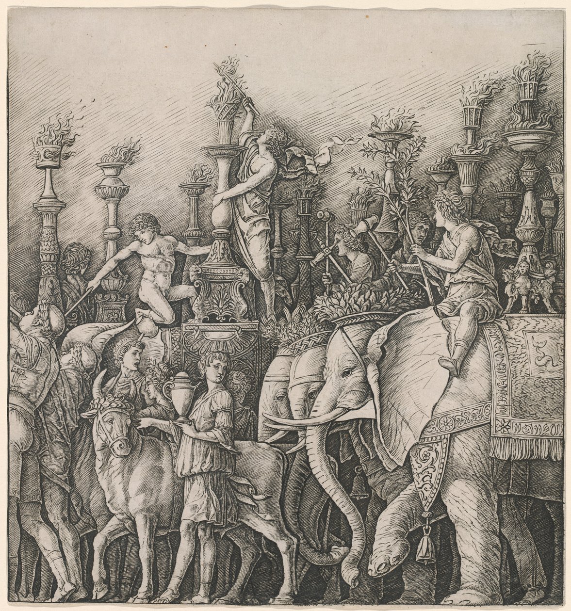 Caesarin voitto: Elefantit tekijältä Workshop of Andrea Mantegna