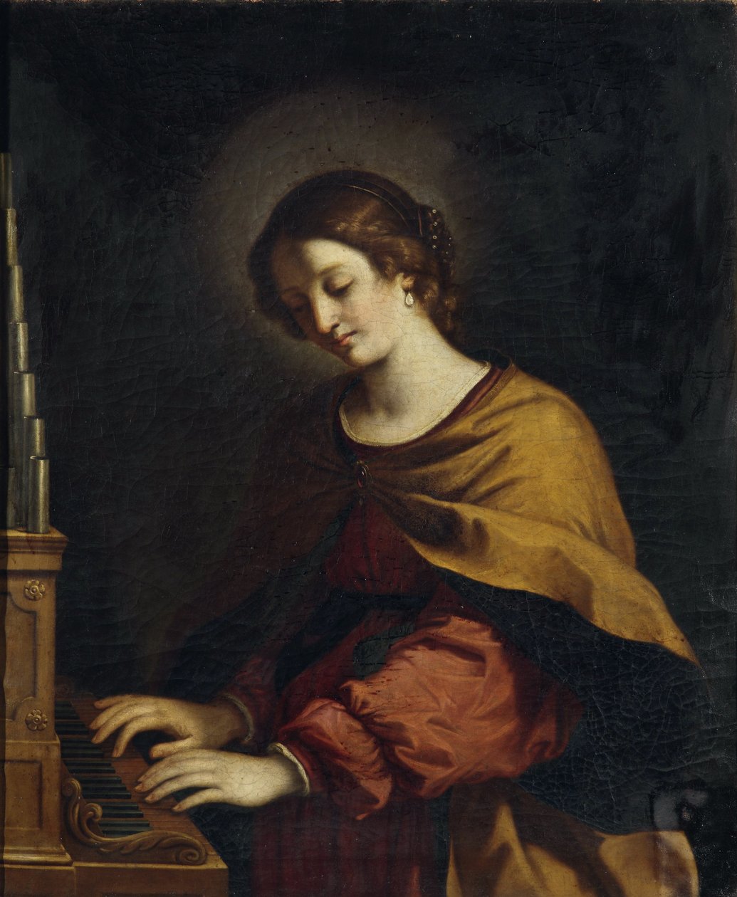 Pyhä Cecilia urkurina tekijältä Workshop of Guercino