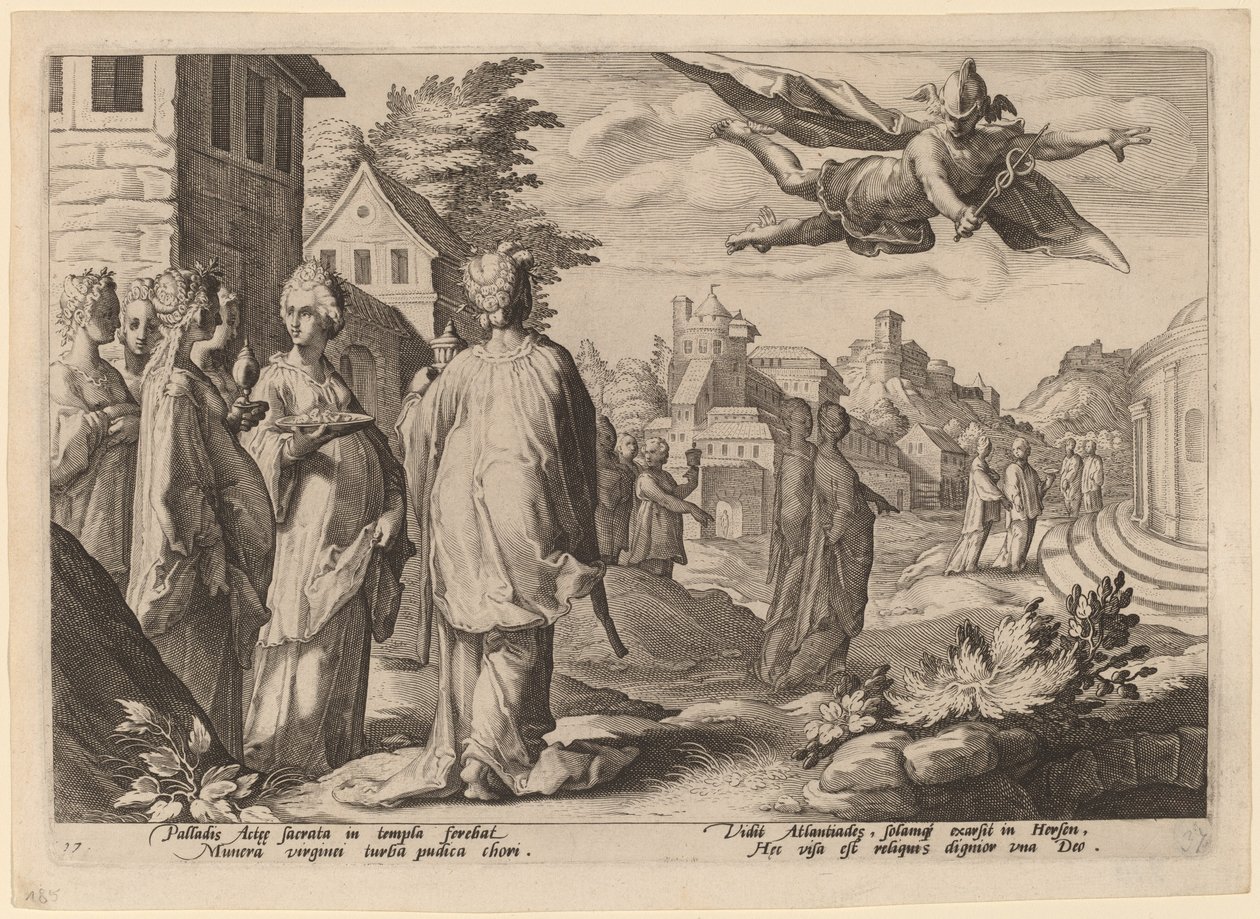 Mercury rakastui Herseen tekijältä Workshop of Hendrick Goltizus, after Hendrick Goltzius