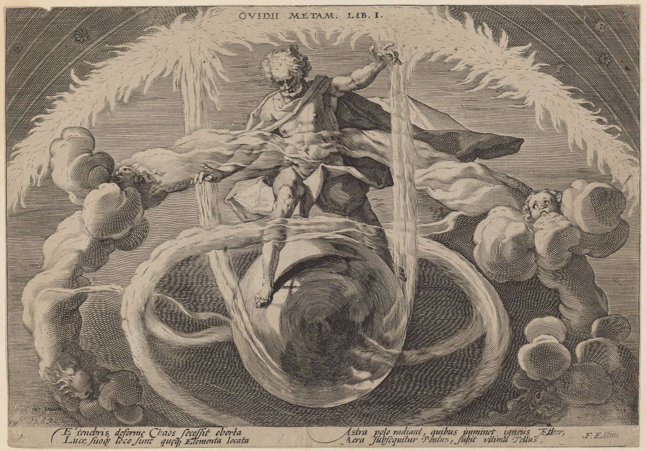 Kaaos: Kaaoksen purkaminen tai elementtien luominen tekijältä Workshop of Hendrick Goltzius, after Hendrick Goltzius