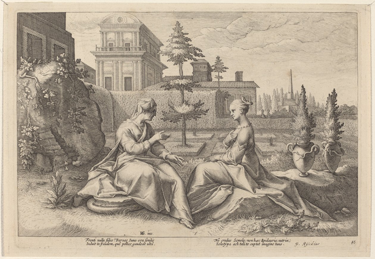 Juno Beroen muodossa, Varoitus Semele tekijältä Workshop of Hendrick Goltzius, after Hendrick Goltzius