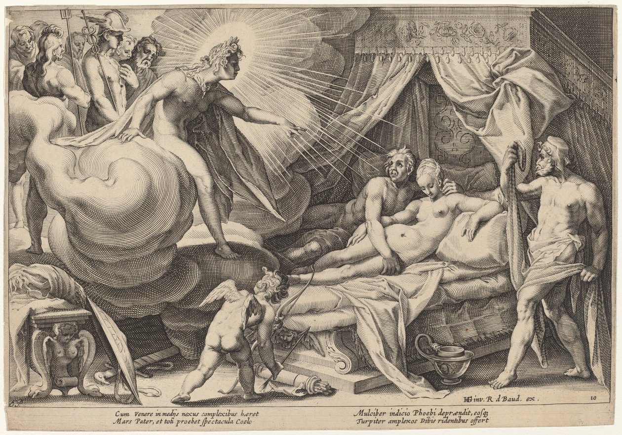 Mars ja Venus yllättyivät tekijältä Workshop of Hendrick Goltzius, after Hendrick Goltzius