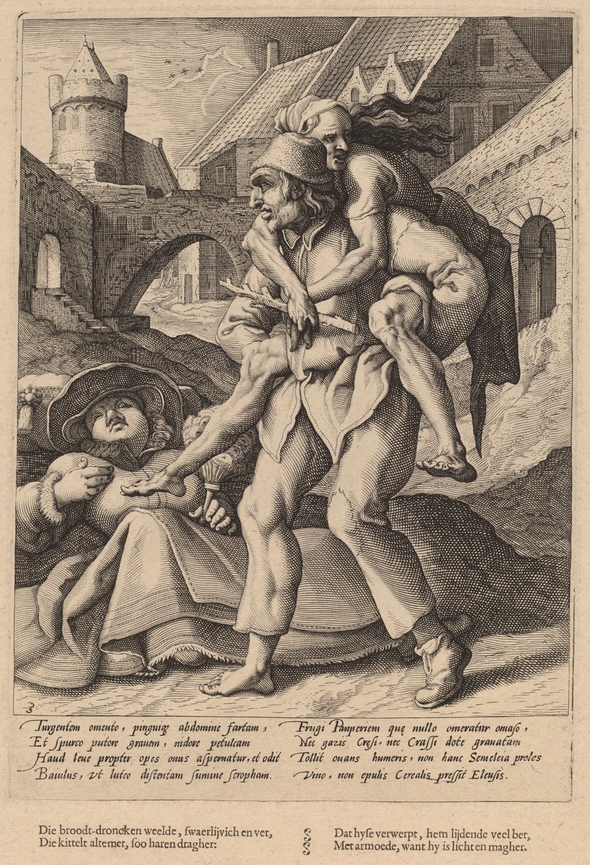 Köyhyyttä on helpompi kestää kuin luksusta tekijältä Workshop of Hendrick Goltzius, after Karel van Mander I