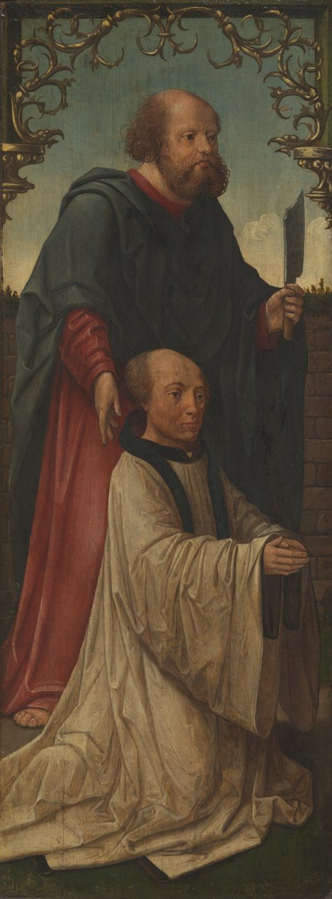 Pyhä Matias () ja lahjoittaja (etusivu); pyhä Andreas (kääntöpuoli). tekijältä Workshop of Jacob Cornelisz. van Oostsanen