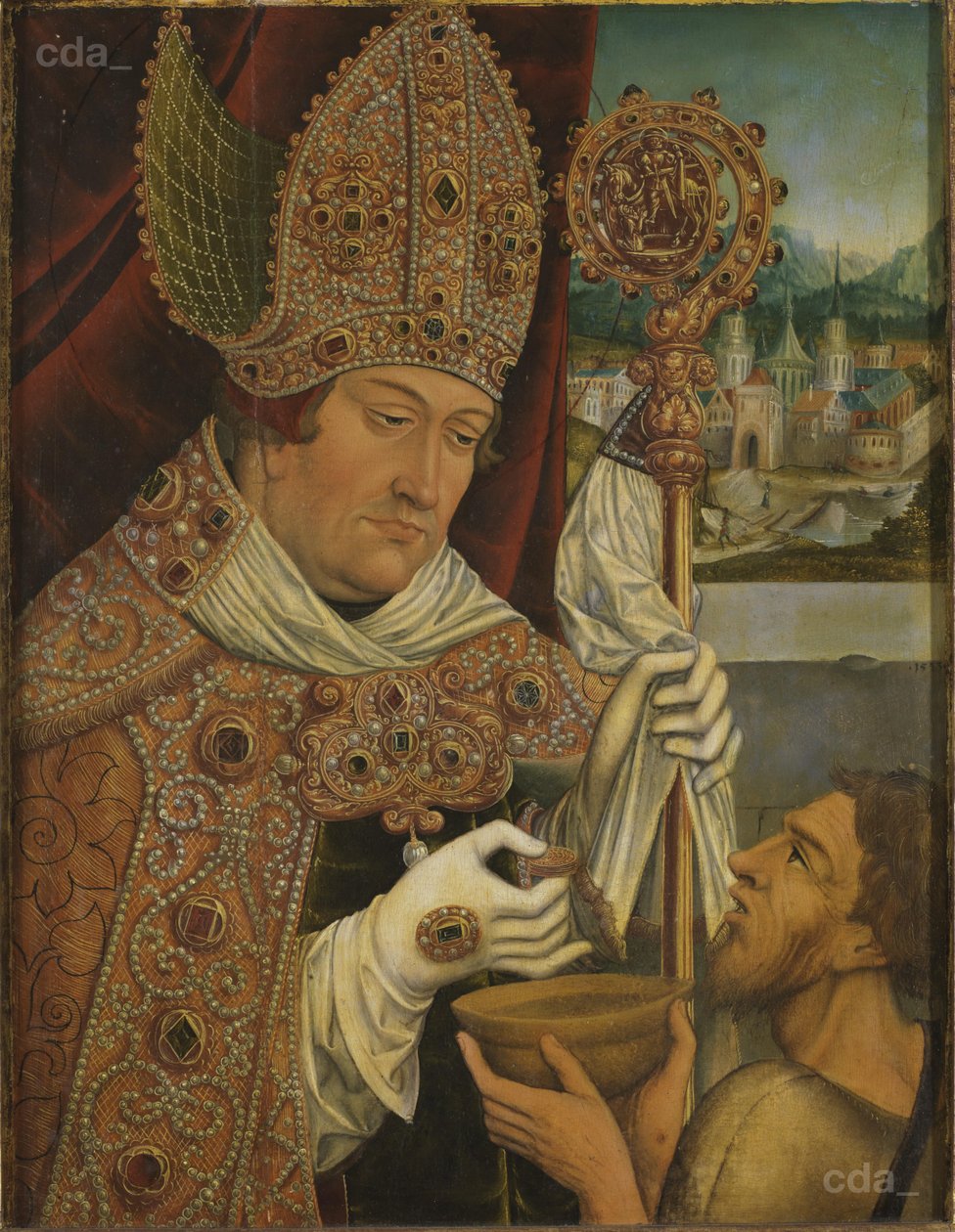 Brandenburgin kardinaali Albrecht Pyhän Martinin roolissa tekijältä workshop of Lucas Cranach the Elder
