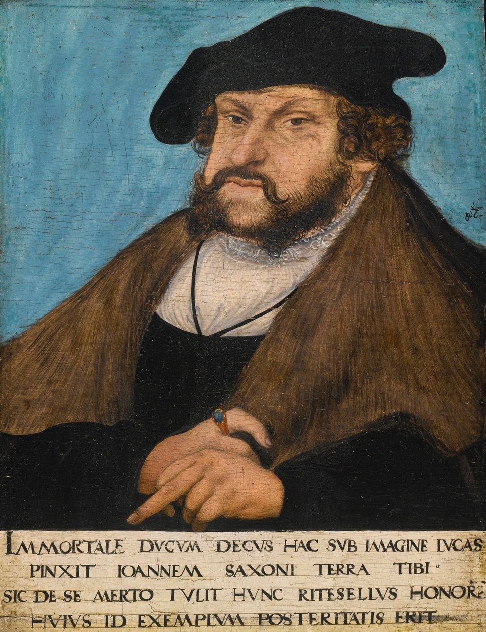 Saksa: Muotokuva Johanneksen vankkumattomasta, Saksin vaaliruhtinas Muotokuva Johanneksen vankkumattomasta, Saksin vaaliruhtinas, Saksin vaaliruhtinas tekijältä workshop of Lucas Cranach the Elder