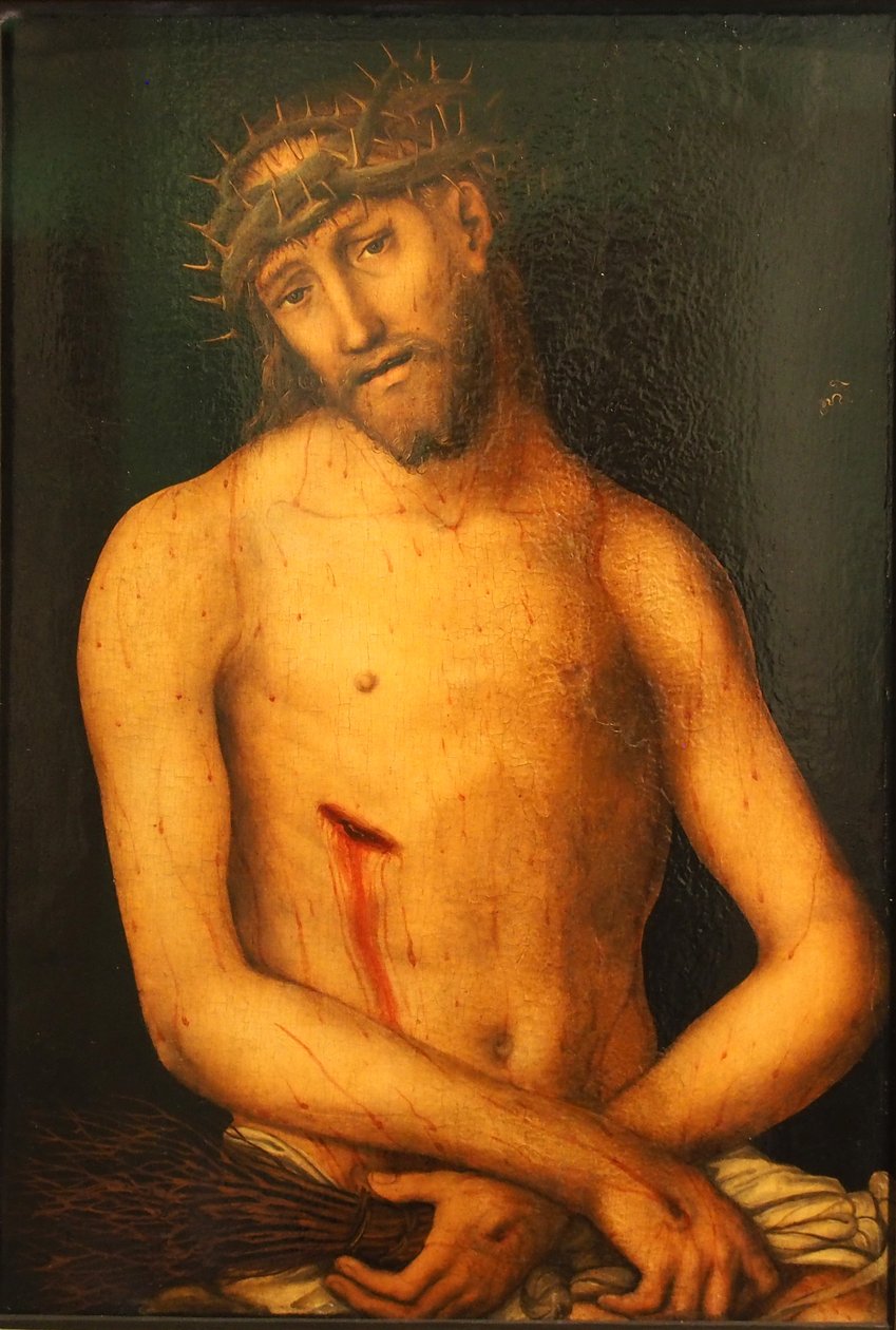 Saksa: Der Schmerzensmann Kristus murheiden miehenä (Der Schmerzensmann) tekijältä workshop of Lucas Cranach the Elder