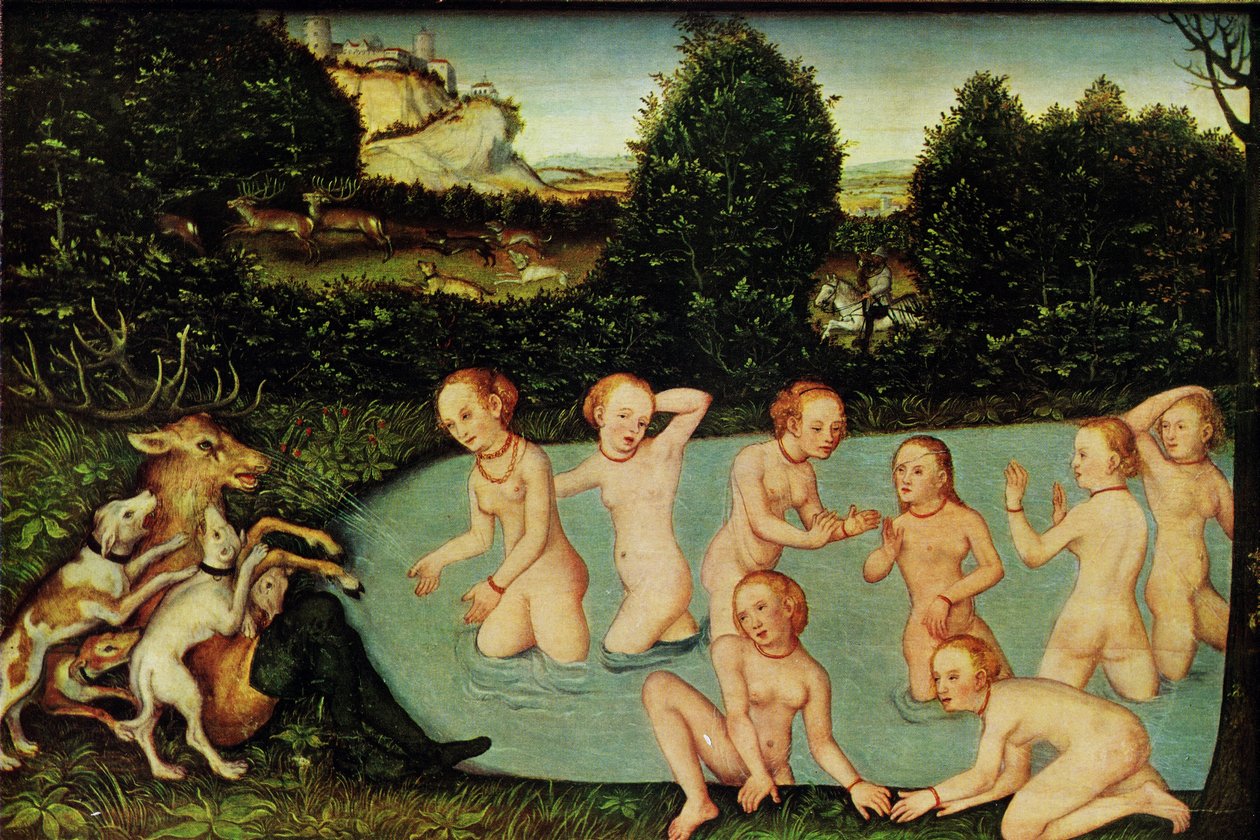 Saksa: Diana und Aktäon Diana ja Aktaeon Diana ja Aktaeon tekijältä workshop of Lucas Cranach the Elder