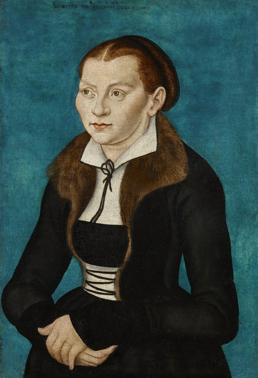Saksa: Katharina von Bora puolikkaana vasemmalla Katharina of Bora tekijältä workshop of Lucas Cranach the Elder