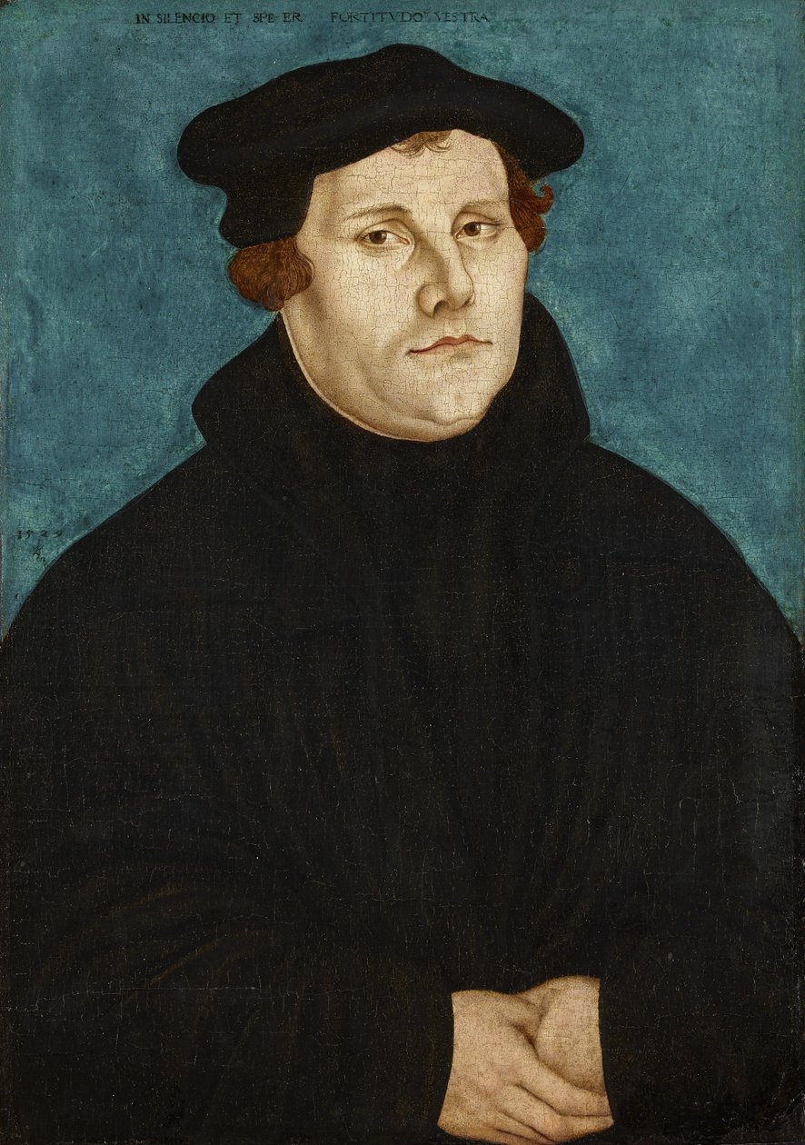 Martin Luther, rintakuva, oikealle päin katsoen tekijältä workshop of Lucas Cranach the Elder