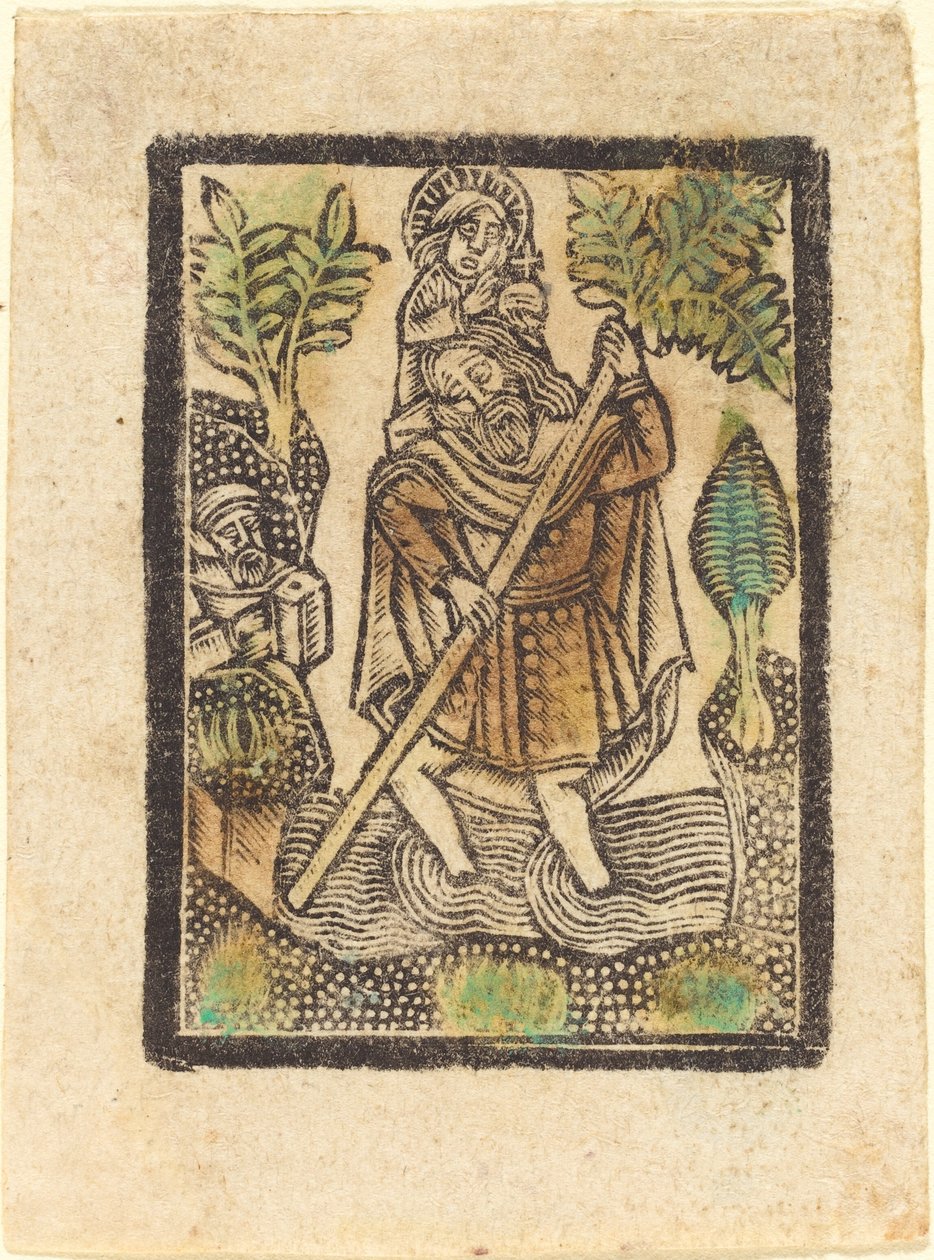 Pyhä Christopher tekijältä Workshop of Master of the Aachen Madonna