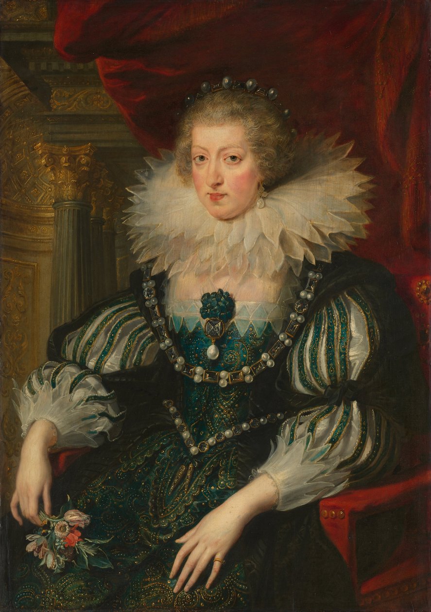 Hollanninkielinen: Anna Itävallan (1601-1666) Anna Itävallan (1601-66). Ranskan kuninkaan Ludvig XIII:n vaimo. tekijältä Workshop of Peter Paul Rubens