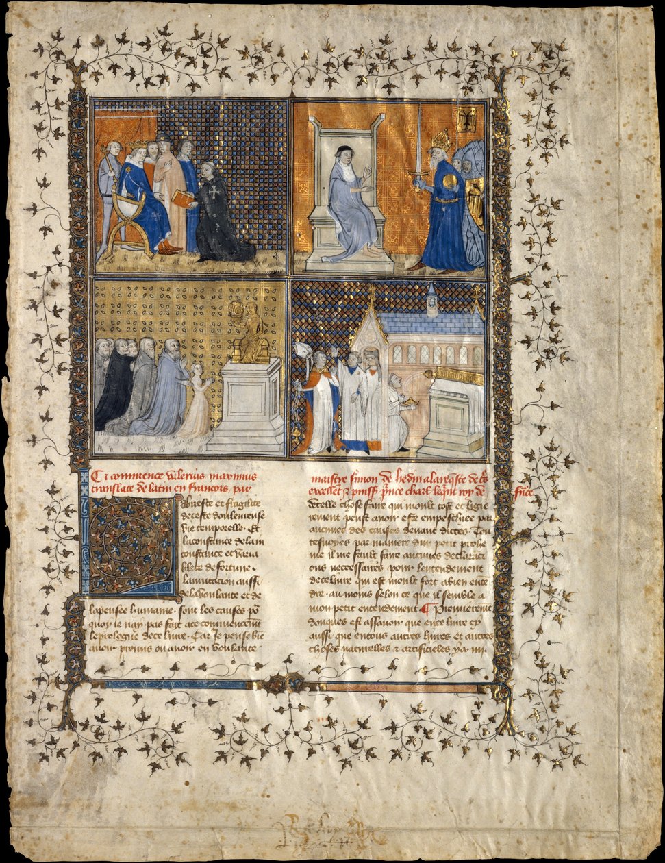 Lehti Valerius Maximuksen käsikirjoituksesta, n. 1380-90. tekijältä Workshop of Pierre Remiet
