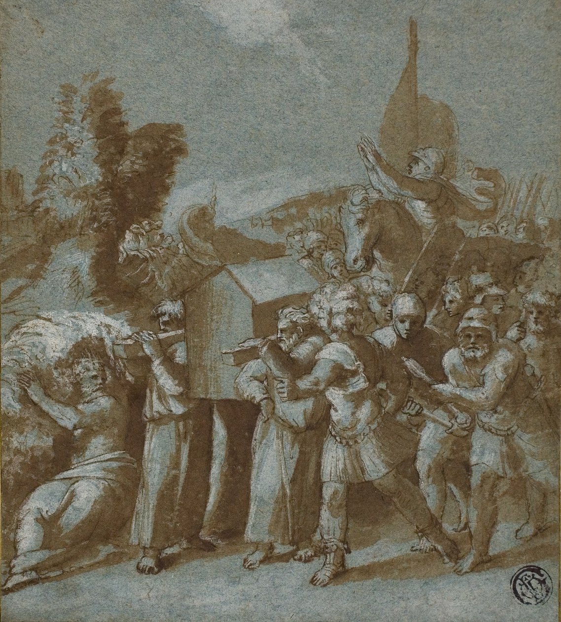 Joosua ja israelilaiset ylittävät Jordanin tekijältä Workshop of Raphael
