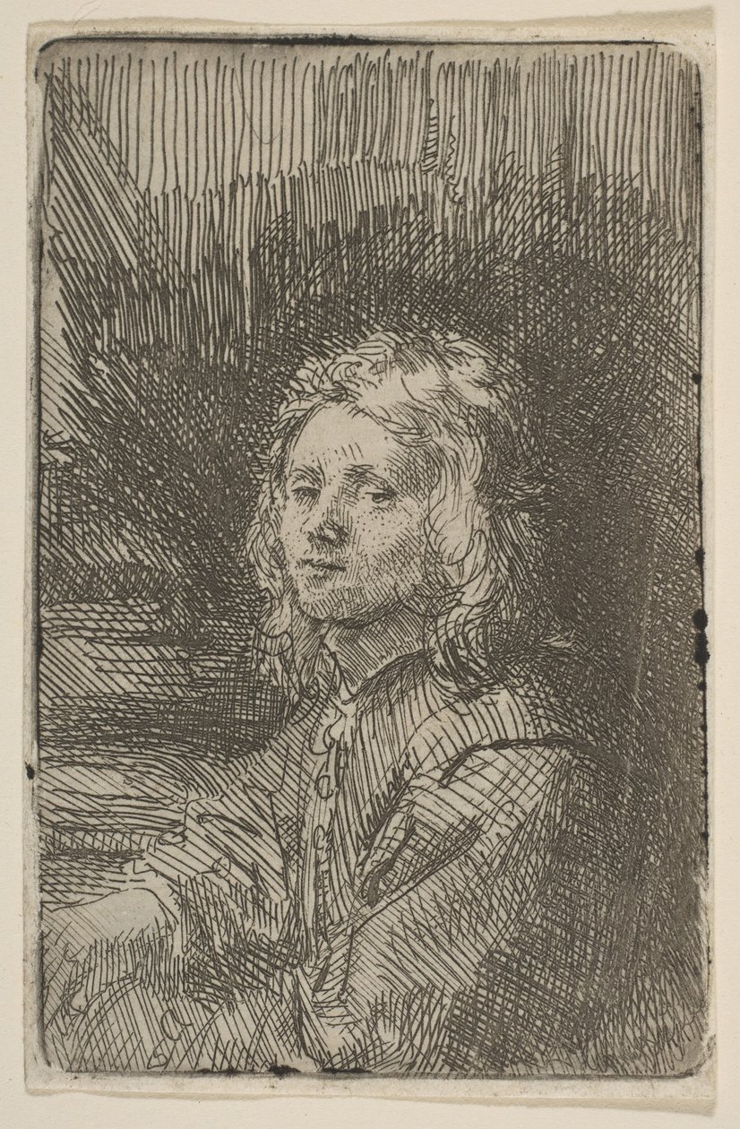 Nuori mies, puolipitkä, 1620-69. tekijältä Workshop of Rembrandt