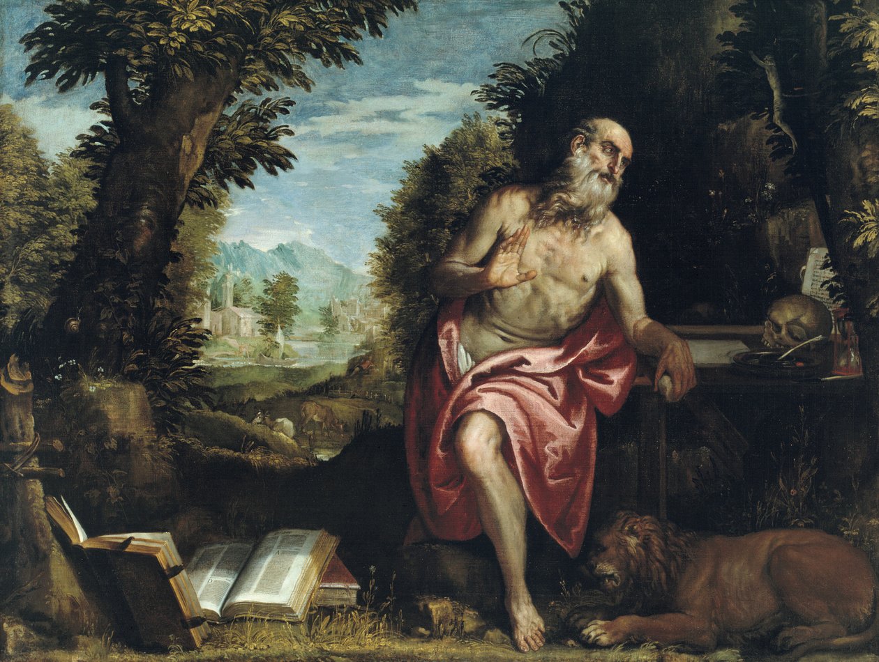 Pyhä Hieronymus erämaassa, 158590. tekijältä Workshop of Veronese