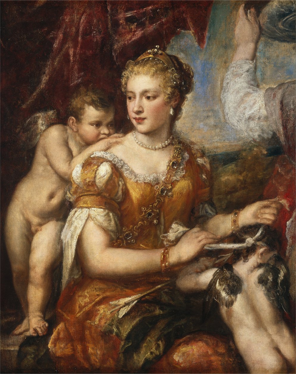 Venus Blindfolding Cupid tekijältä Workshop or Follower of Titian