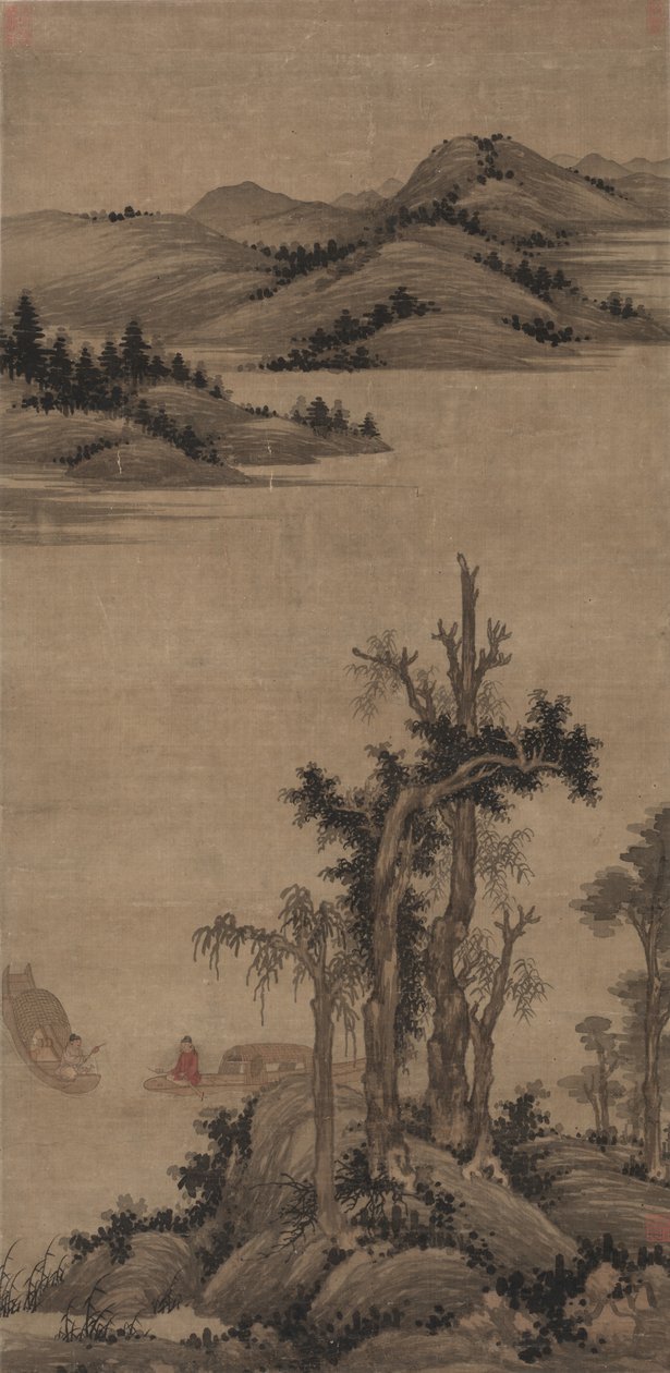 Kalastajat-Erakot purossa ja vuorella, 1300-luku. tekijältä Wu Zhen