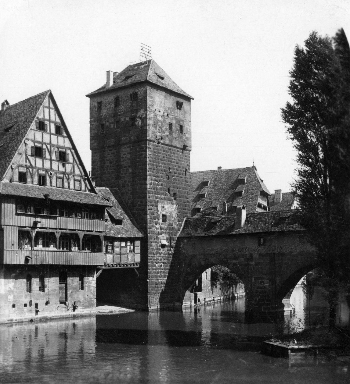 Henkersteg Hangmans Bridge, Nürnberg, Baijeri, Saksa, 1900-luku. tekijältä Wurthle and Sons