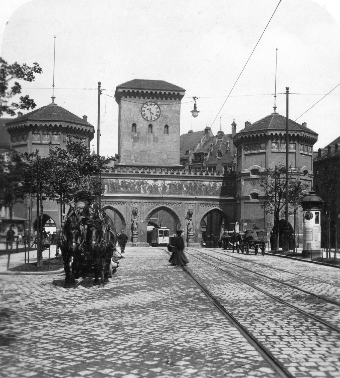 Isartor Isar Gate, München, Saksa, 1900-luku. tekijältä Wurthle and Sons
