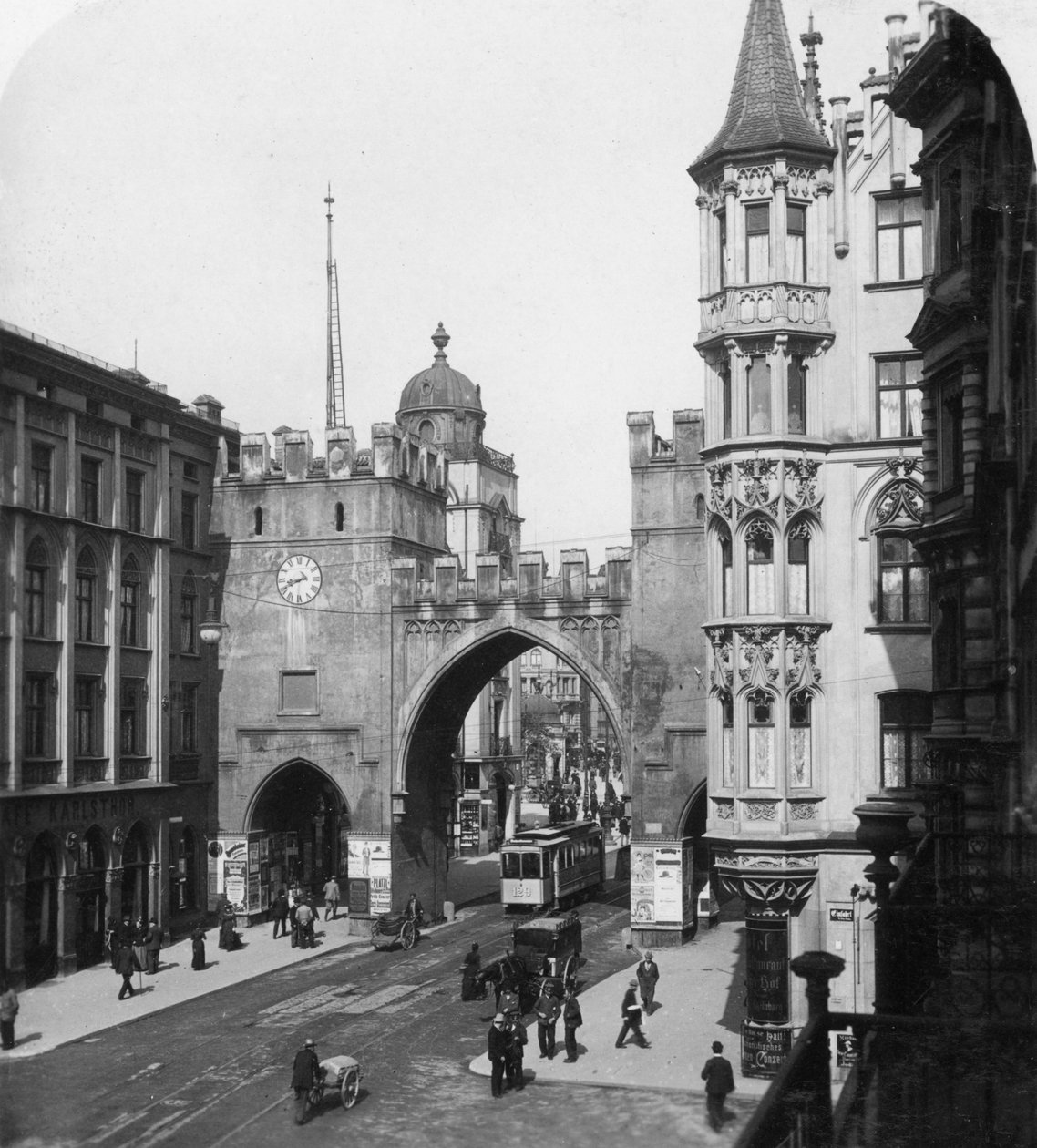 Karlstor Gate, München, Saksa, 1900-luku. tekijältä Wurthle and Sons