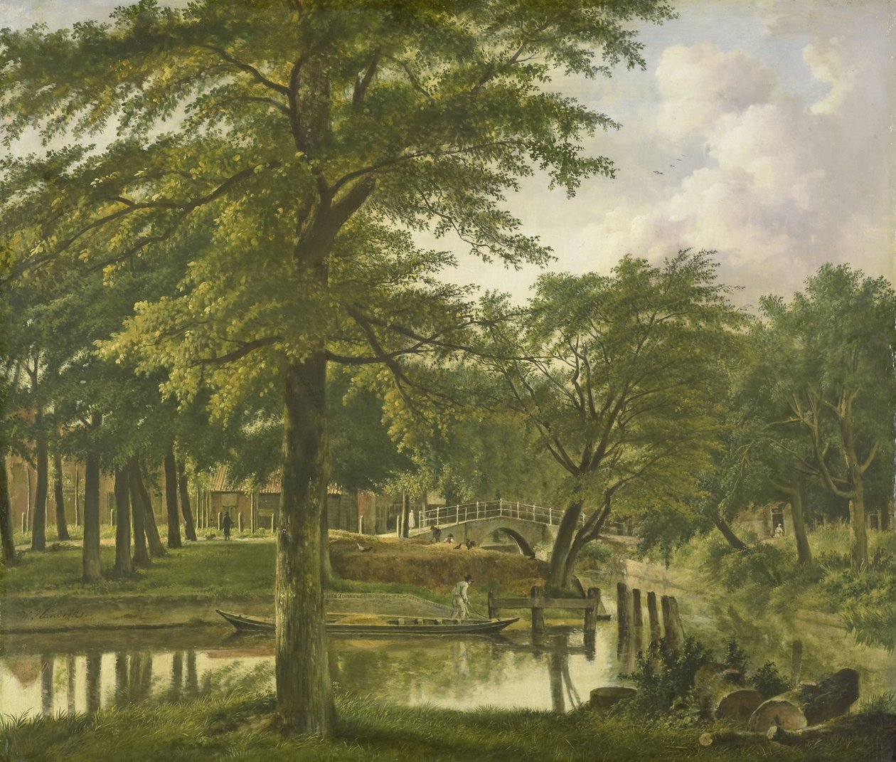 Näkymä Nieuwe Grachtille lähellä Bolwerkiä, Haarlem tekijältä Wybrand Hendriks (signed by artist)