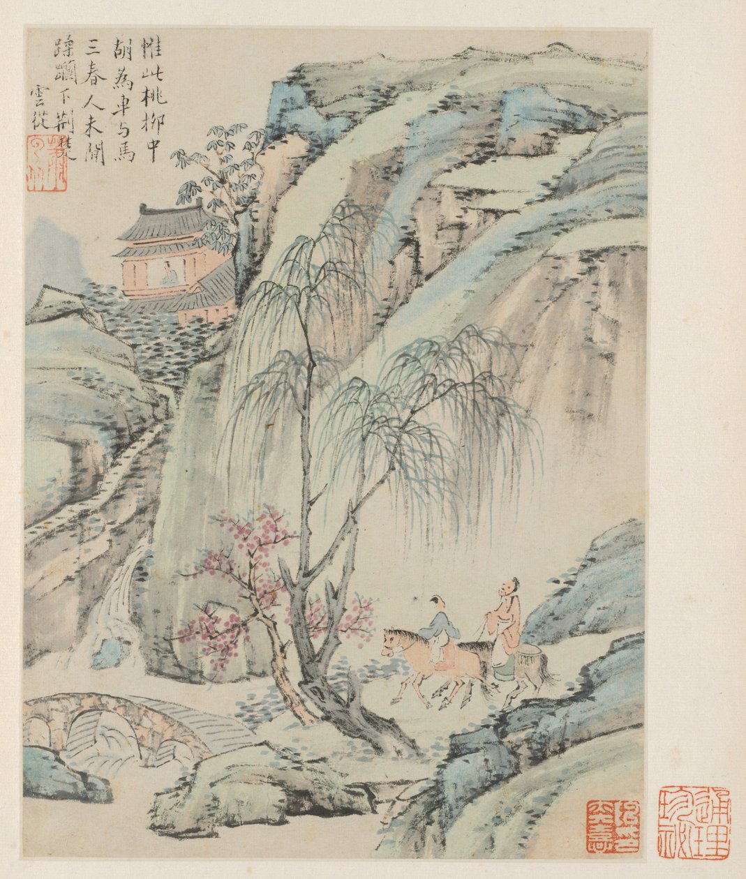 Seasonal Landscapes -albumi, Leaf B edellinen lehti 1, 1668. tekijältä Xiao Yuncong