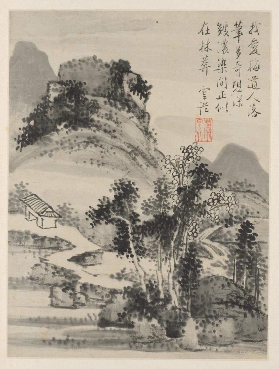 Albumi Seasonal Landscapes, Leaf D edellinen lehti 2, 1668. tekijältä Xiao Yuncong