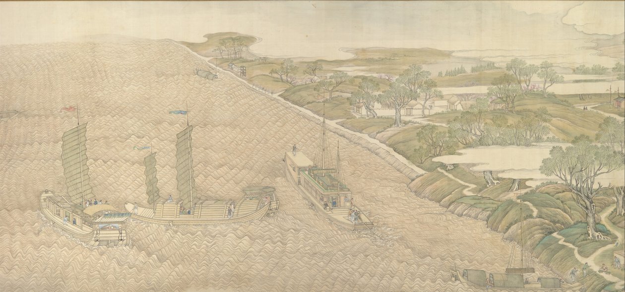 Qianlong Emperors Southern Inspection Tour, käärö neljä: Huain yhtymäalue..., 1770. tekijältä Xu Yang