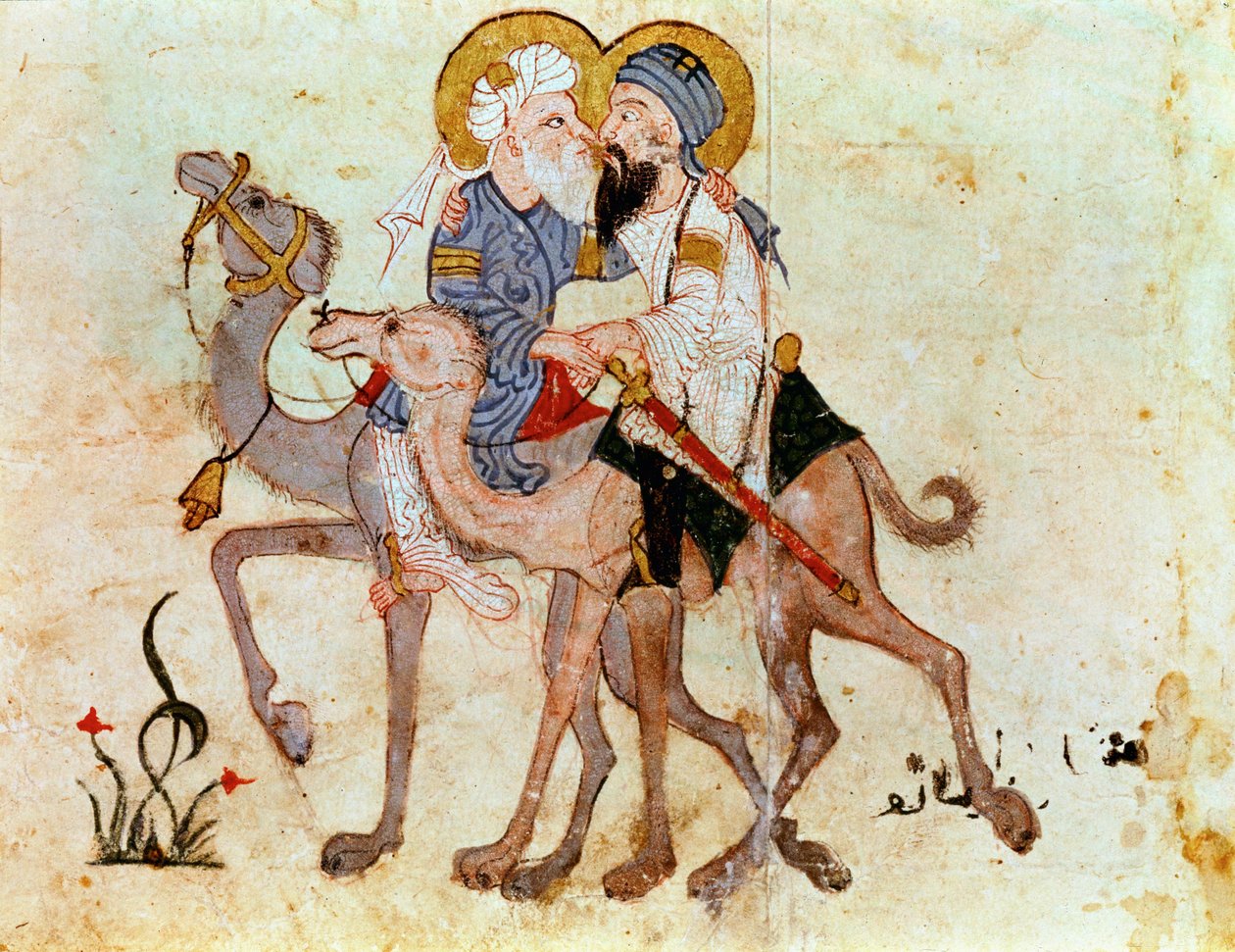 Abou Zaydin ja Al Harithin jäähyväiset ennen Mekkaan paluuta ... tekijältä Yahya ibn Mahmud Al Wasiti