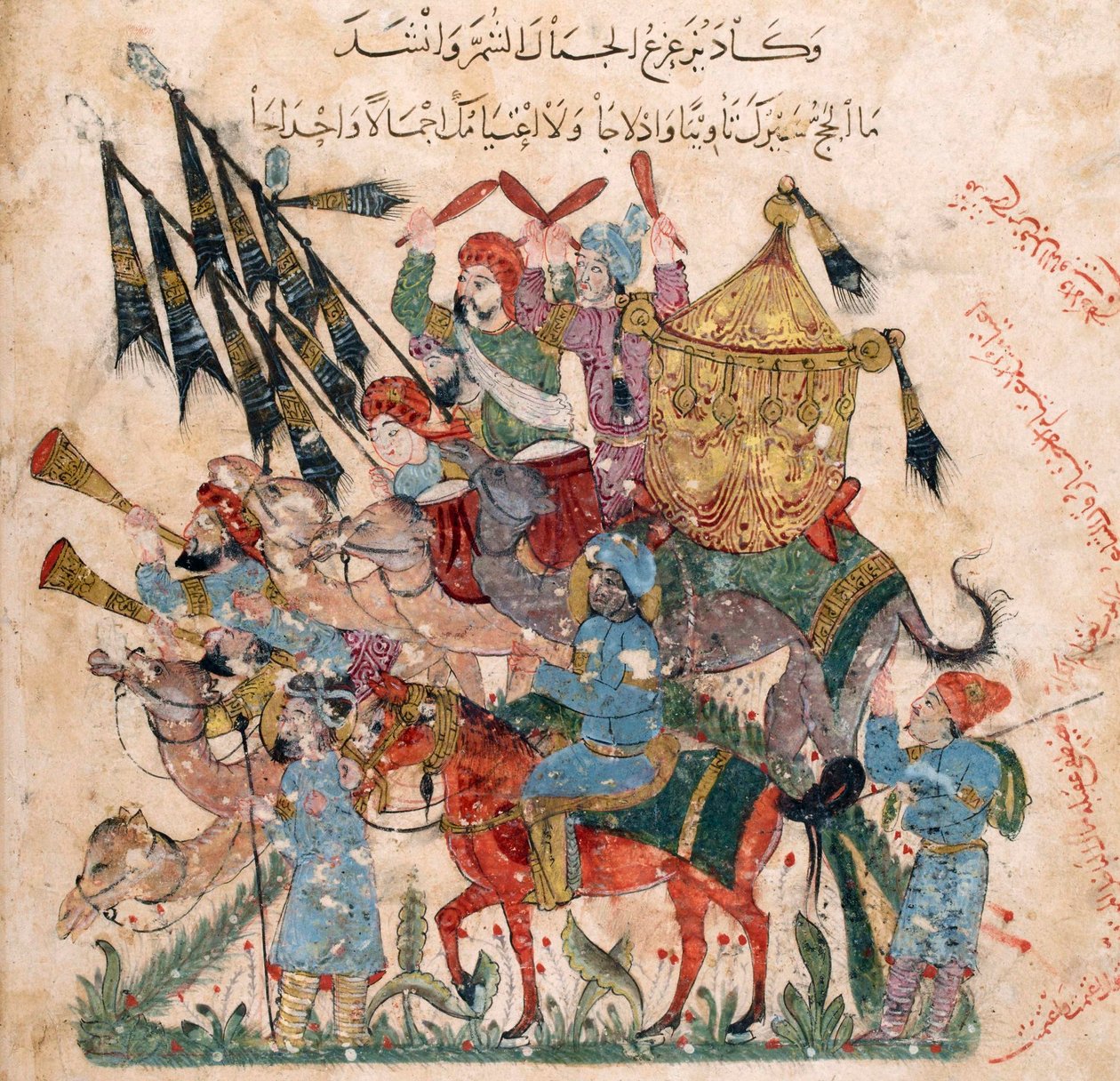 Pyhiinvaeltajien karavaani Ramlehissa al-Harîrîn Maqâmâtin käsikirjoituksesta, 1237 tekijältä Yahya ibn Mahmud Al Wasiti