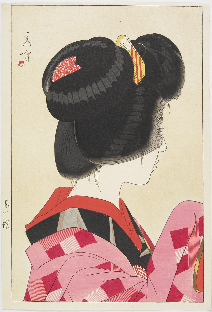 Punainen kaulus, 1928 (värillinen puupainatus) tekijältä Yamakawa Shuho