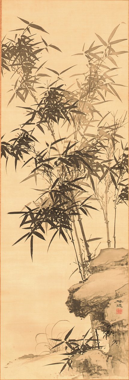 Bambu, ennen vuotta 1856 (muste silkille) tekijältä Yamamoto Baiitsu