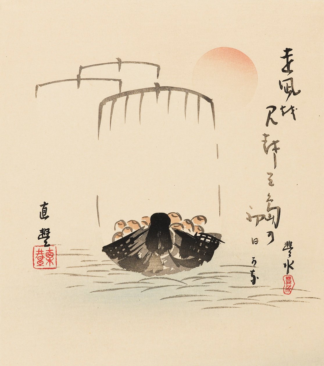 Puukiviprintti - Takarabune, 1800-luvun loppu tekijältä Yamamoto Hosui