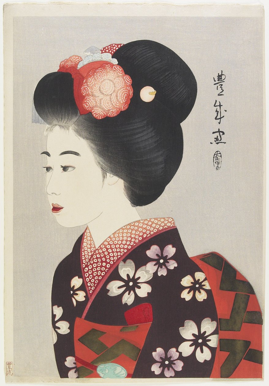Maiko Girl, 1924 (värillinen puupalikkaprintti) tekijältä Yamamura Koka