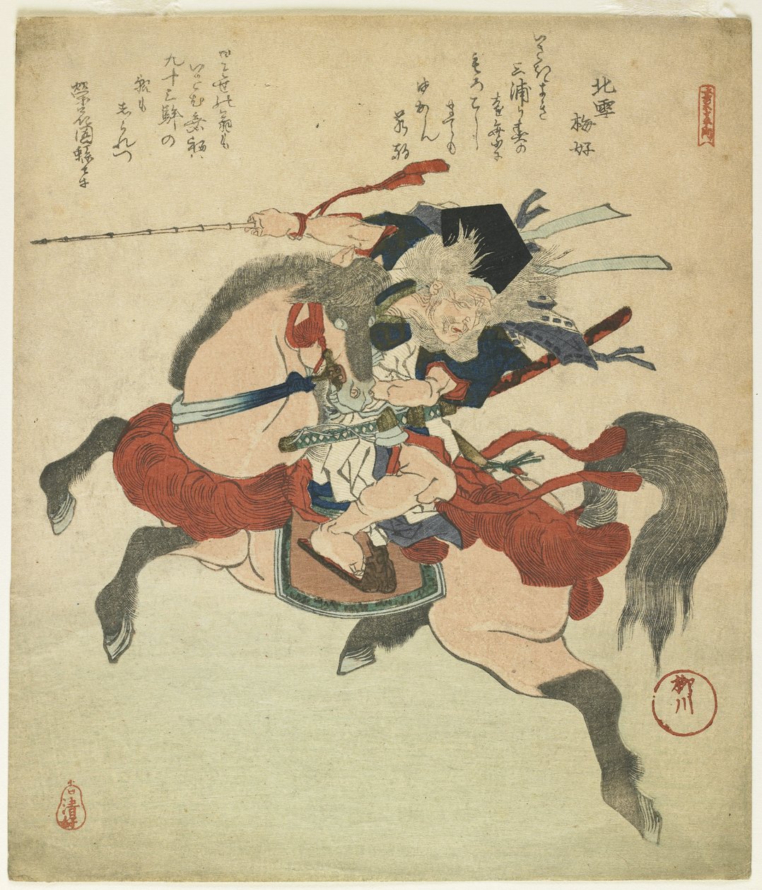 (Soturi hevosensa selässä) tekijältä Yanagawa Shigenobu