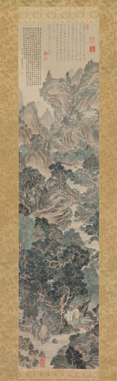 Sini-vihreä maisema, 1700-luvun ensimmäinen puolisko. tekijältä Yanagisawa Kien