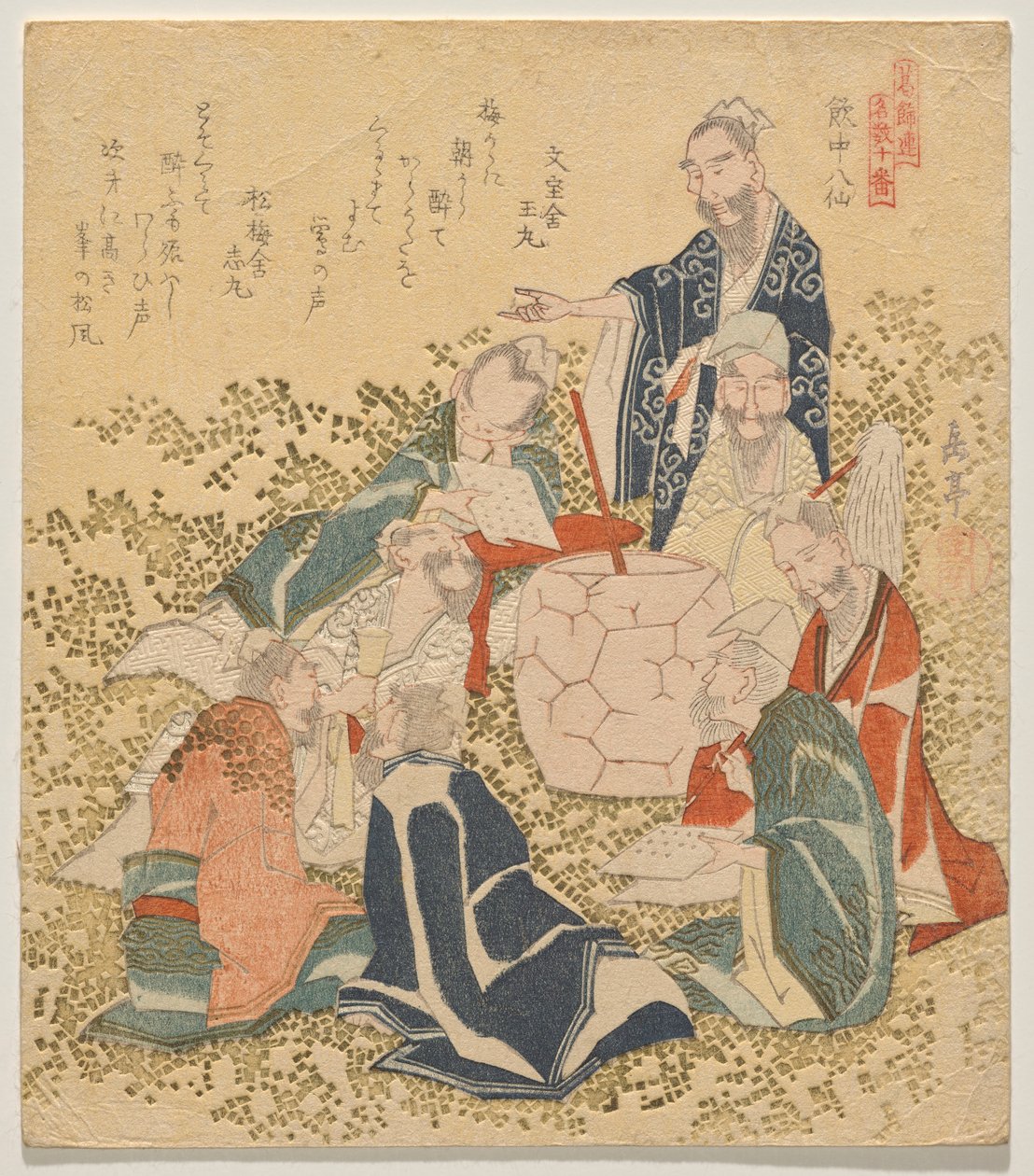 Eight Drunken Immortals (Inch? hassen), sarjasta Ten Famous Numbers (Meis? j?ban) tekijältä Yashima Gakutei