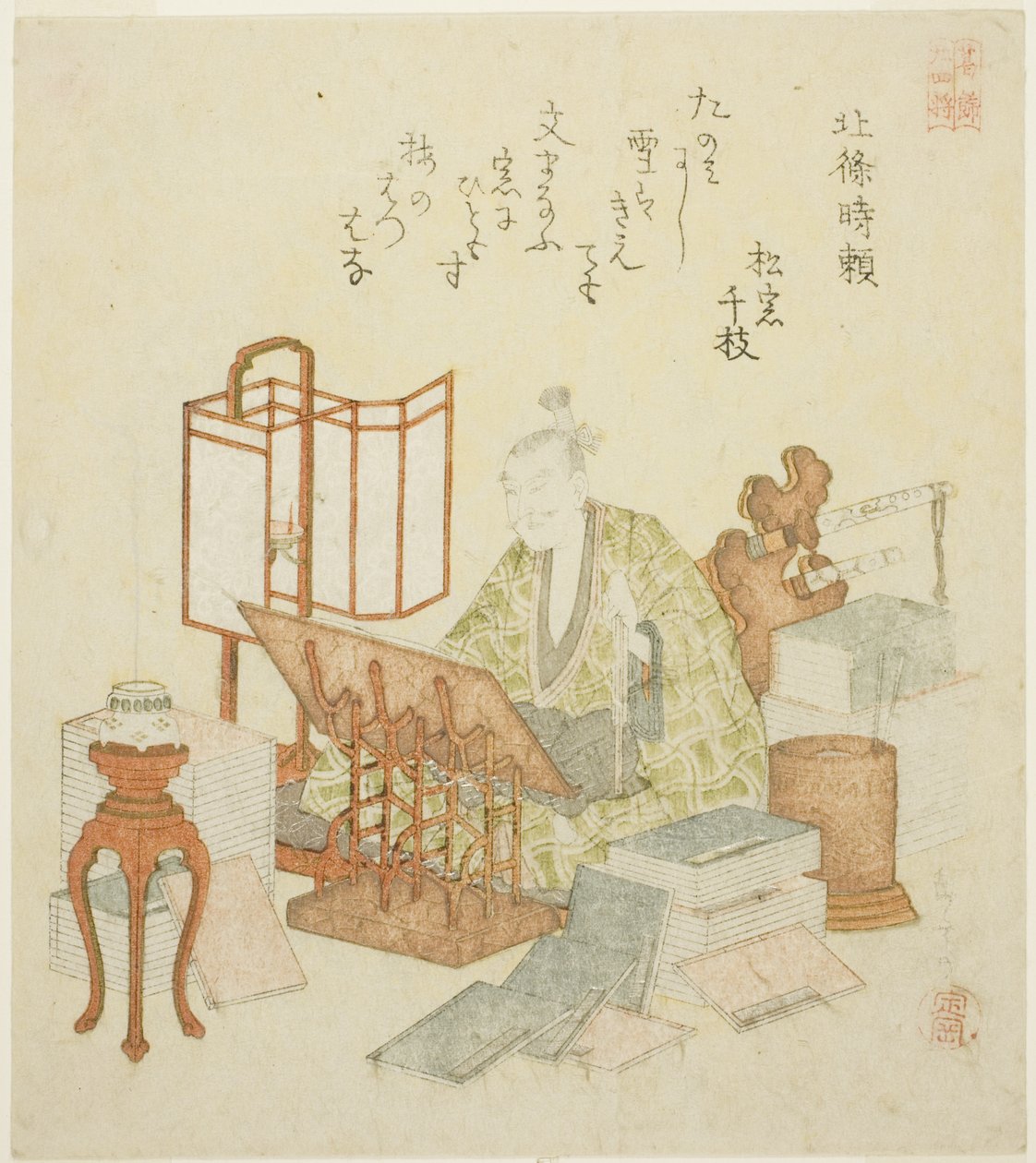 Hojo Tokiyori, from the series "Twenty-four Generals for the Katsushika Circle (Katsushika nijushisho)" tekijältä Yashima Gakutei
