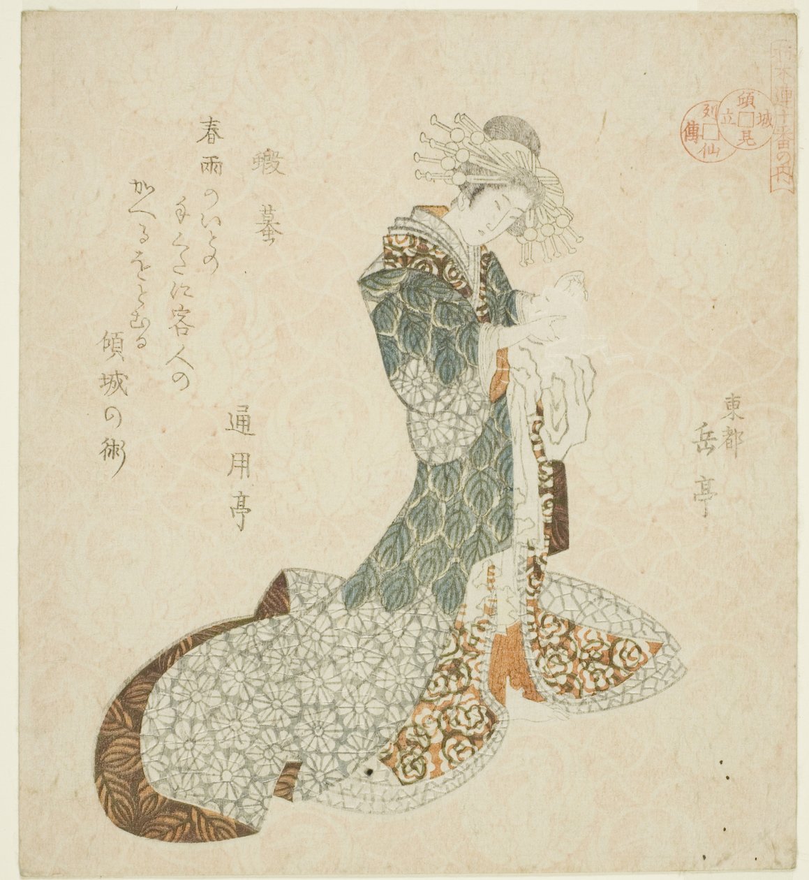 Liu Haichan (Gamma), sarjasta "The Life of the Taoist Immortals parodied by Courtesans - Seven of Seven" tekijältä Yashima Gakutei