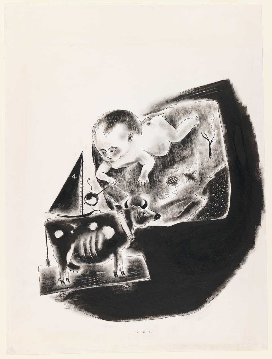 Vauva ja lelulehmä tekijältä Yasuo Kuniyoshi