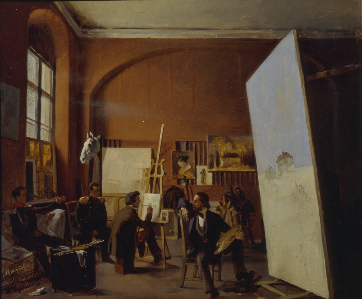 Taidemaalari kreivi Vasili Maksutovin studio, 1858 tekijältä Yevgraf Semyonovich Sorokin