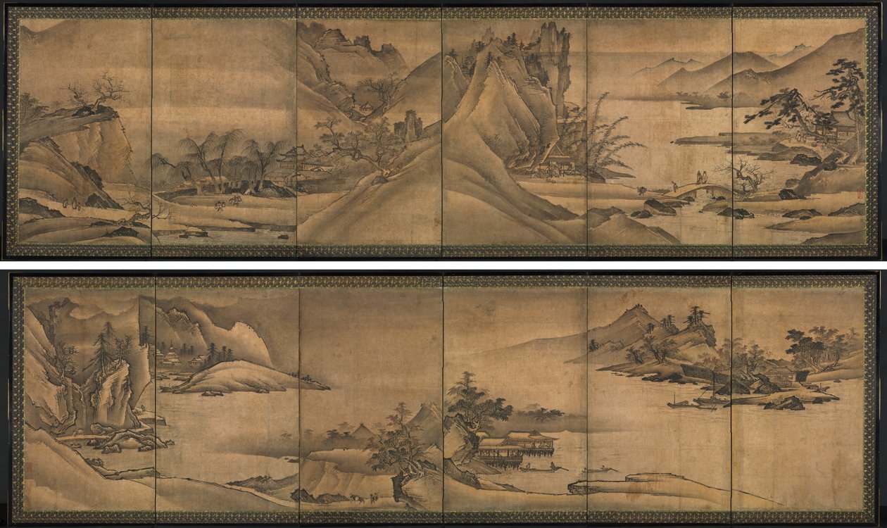 Neljän vuodenajan maisema tekijältä Yi Sumun (Korean, b. c. 1404)