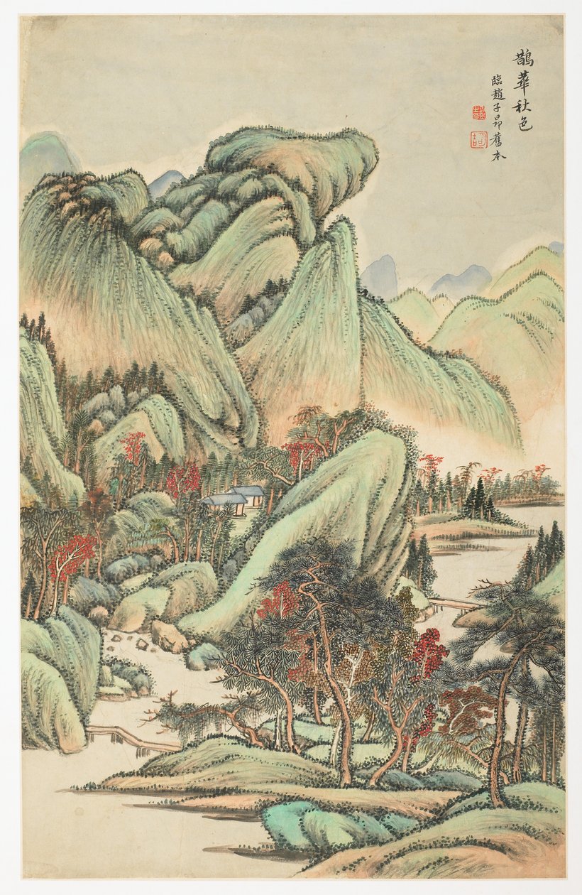 Autumnal Color Mount Quanin ja Mount Huan joukossa, 12 lehden albumista tekijältä Yongxi Jin