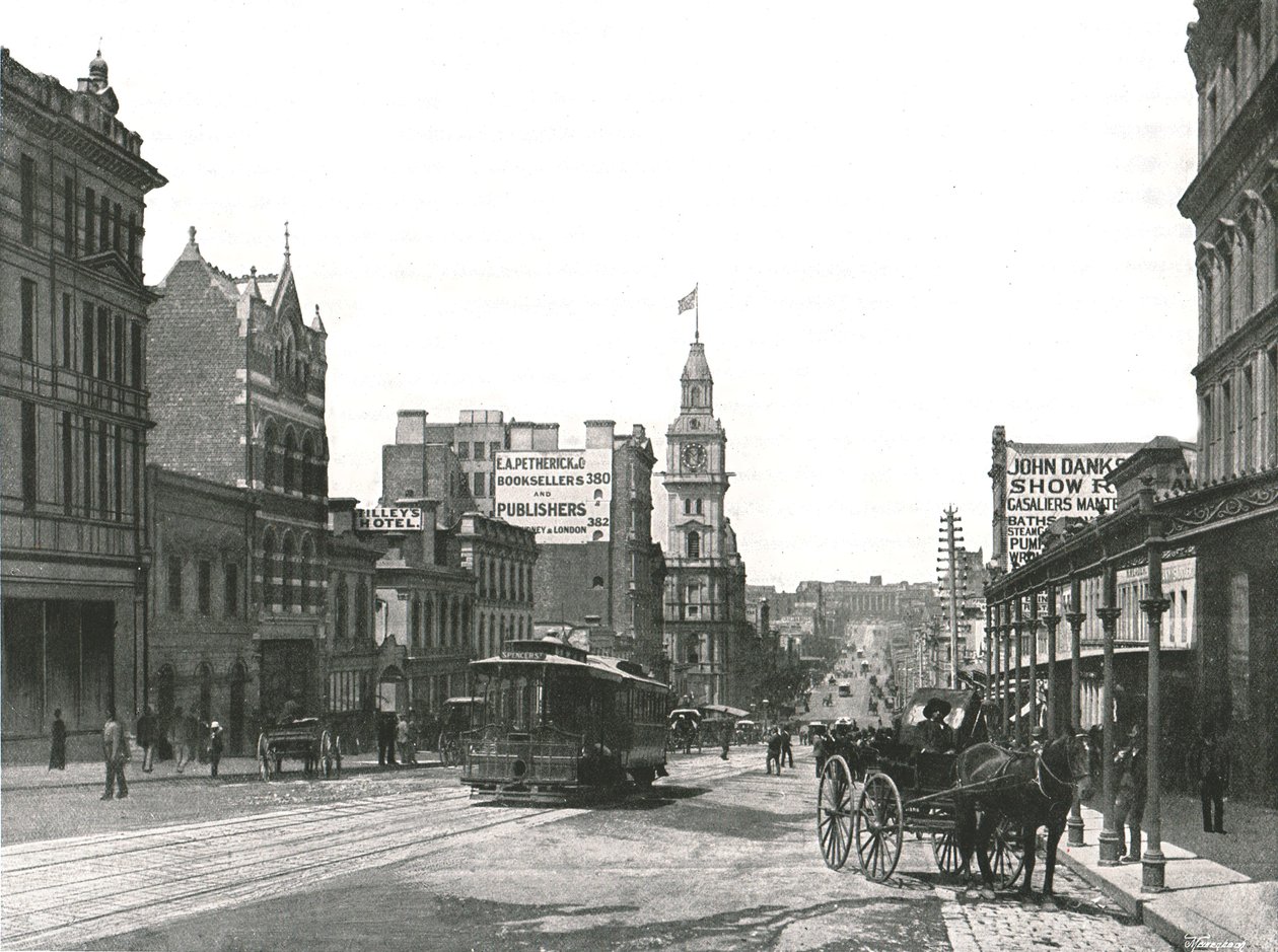 Bourke Street katsot itään, Melbourne, Australia, 1895. tekijältä York and Son